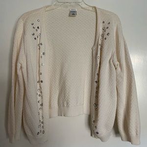 Cream bedazzled cardigan
